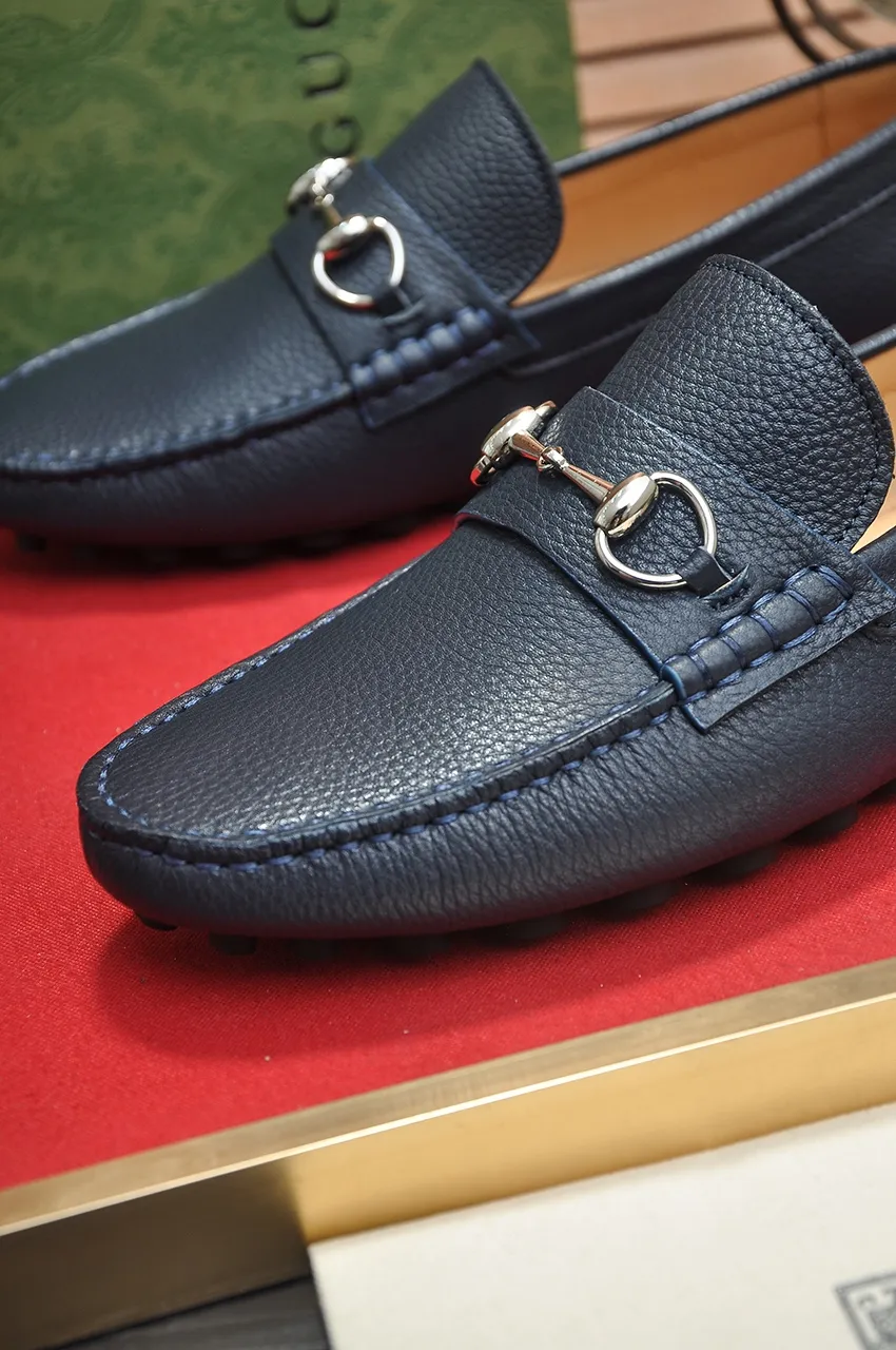 Men's Men's Shoes💰420💶【GUCCI】 (High-end Niuli) New 🍀Gucci*——Gucci Doudou Shoes! Made of imported original cowhide, the inner top layer is comfortable cowhide lining! Original wear-resistant rubber outsole! High quality products! Code number 38-44!